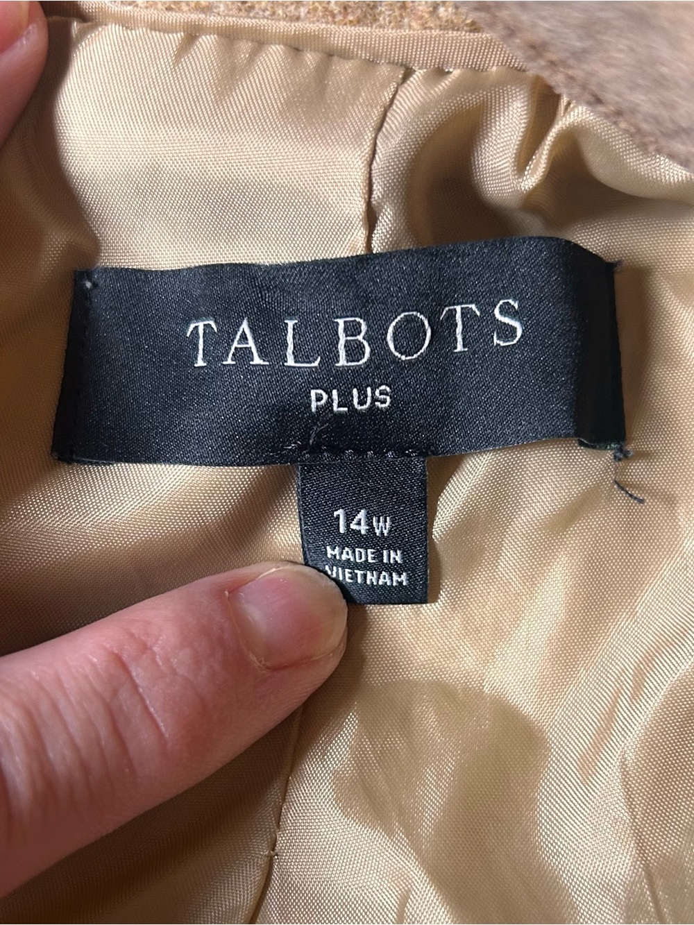 Talbots Plus 14W Wool Blend
Herringbone Blazer Tan - Picture 11 of 13